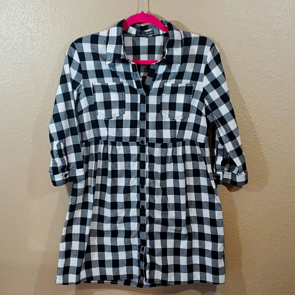 21 Girls Black and White Buffalo Plaid Dress